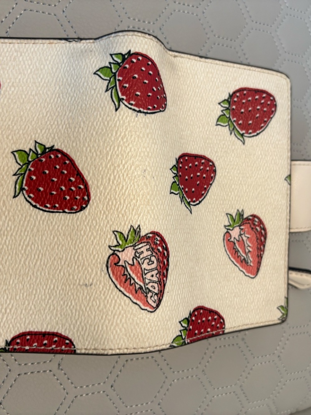 COACH Outlet Rowan Satchel in Strawberry/Chalk - Picture 13 of 16